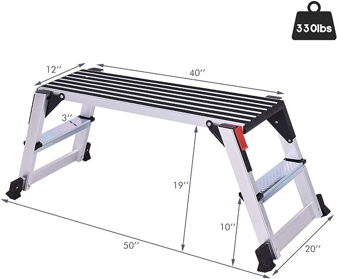 Sturdy Aluminum Walk Boards Non-Slip Folding Work Bench, Drywall Stool, Ladder - 330lbs Capacity