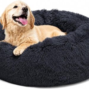 Panier moelleux pour chien forme donut 70 cm bleu marine
