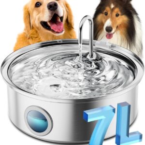 Fontaine eau 7L pour chien/chat acier inoxydable LED