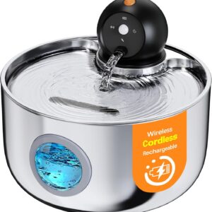 Fontaine à eau chat sans fil INOX 2.6L - NOBXBON