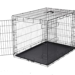 Cage chien Amazon Basics – Pliable, sécurisée, 2 portes