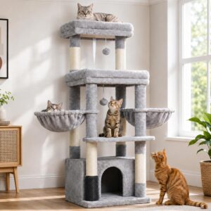 Arbre à chat Hey-brother – Parfait pour Maine Coon & grands chats