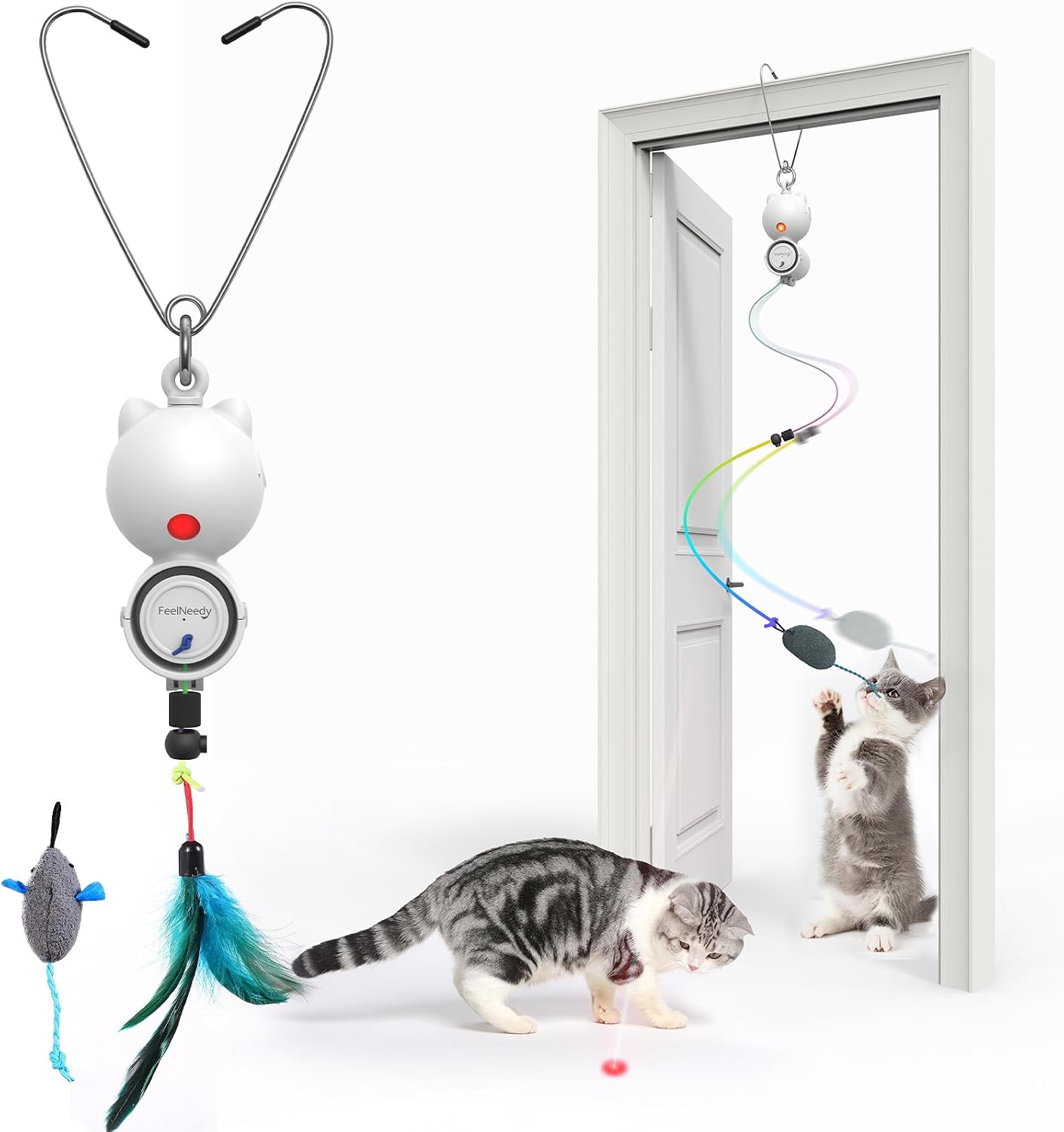 FEELNEEDY Jouet Chat Électrique LED Suspendu
