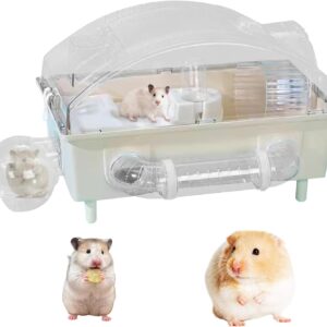 Cage pour petits animaux avec enclos et nichoir transparent