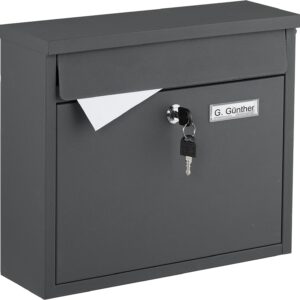 Boîte aux lettres murale Relaxdays 36 cm en fer anthracite