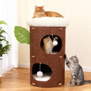 Arbre à chat XXL 2 étages BSWAY - Griffoir & maison pour chat