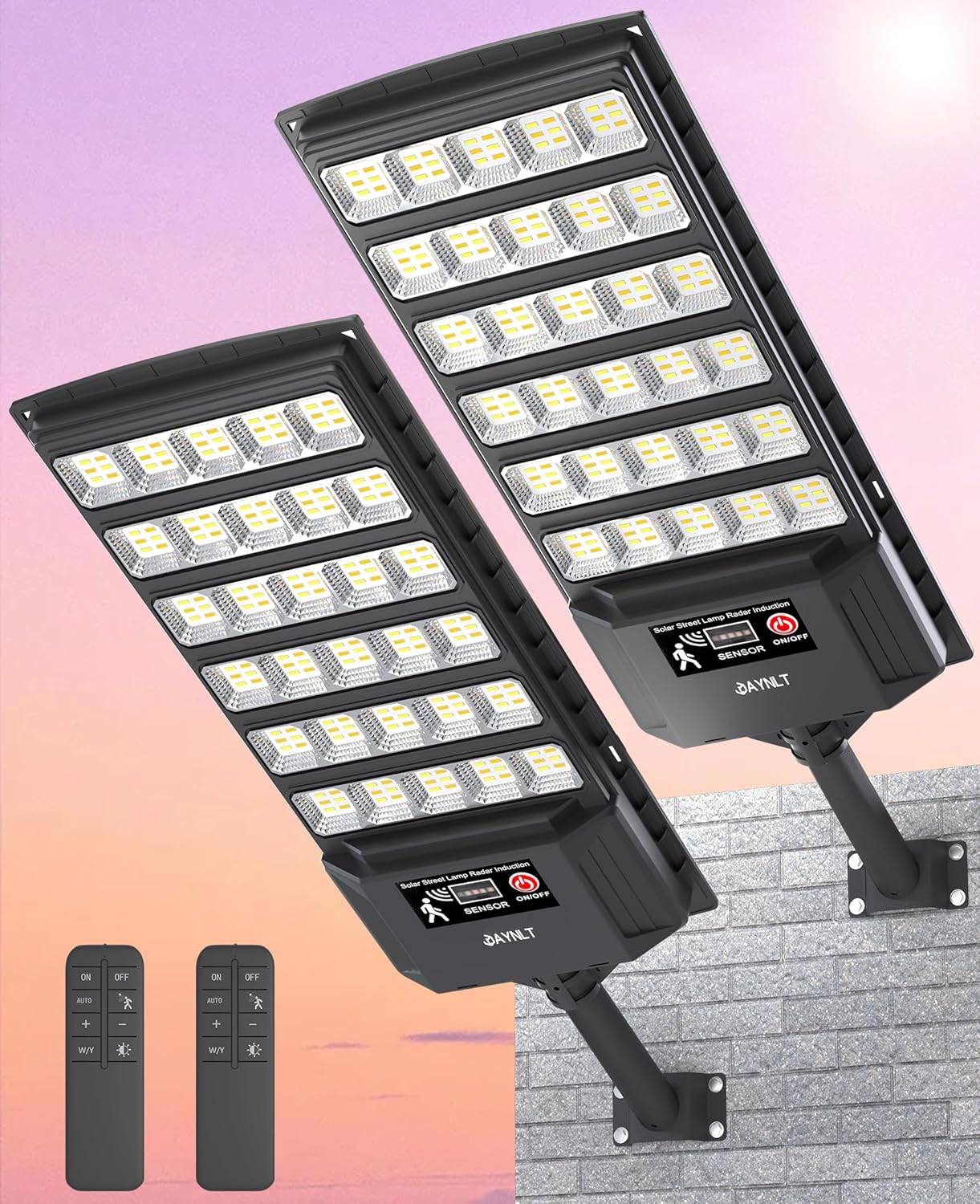JAYNLT Lampadaire Solaire 2 Pack - Détecteur de Mouvement
