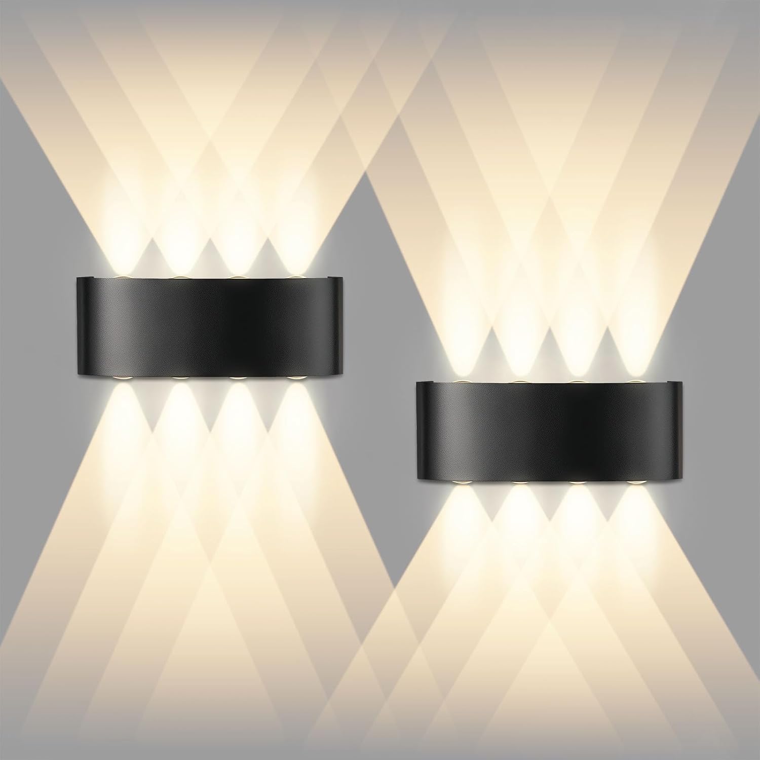 Applique LED Noire 8W IP65 - Lot de 2 - CHEVVY