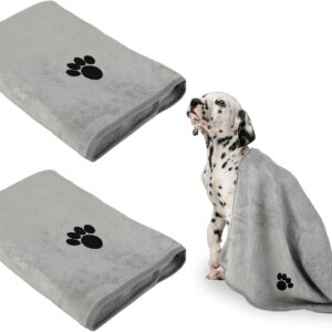 Lot de 2 serviettes microfibre chien 100x50 cm