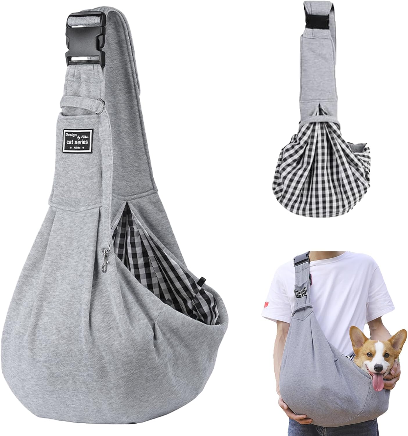 Sac transport chien Qooloo gris – jusqu'à 10 kg