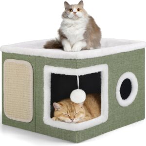 Maison chat 3 en 1 Shikha - Grotte, griffoir & balcon