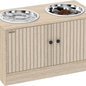 PawHut Gamelles Chien Surélevées 35,5 cm + Rangement 40L