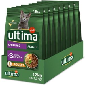 Ultima Croquettes Chat Stérilisé Poulet 8x1,5kg
