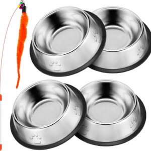 Gamelles INOX pour Chat – 4 Bols + Jouet – Antidérapant