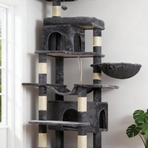 Arbre à chat Heybly 178 cm - Multi-étagé gris clair
