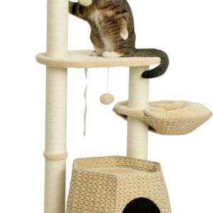 PawHut Arbre à chat 119 cm avec hamac et balles