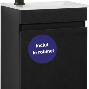 Meuble lavabo WC 40cm noir monté + mitigeur inclus