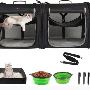 Cage 2 en 1 Wakytu pour Chien & Chat - Noir