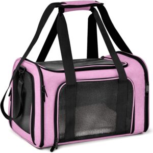 Sac chat transport confortable & pliable - Rose 43x28x28 cm