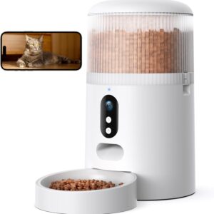 Faroro Distributeur Croquettes Chat Auto avec Caméra HD
