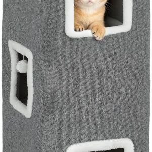 Pawhut Tour pour Chat 100 cm - 4 Niveaux Gris