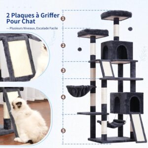 Gitelsnour Arbre à Chat 180cm - Tour à Grimper pour Gros Chats