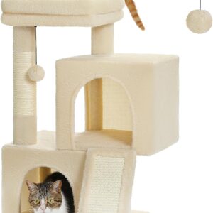 Arbre à chat PETEPELA 2 condos + griffoir - 77 cm
