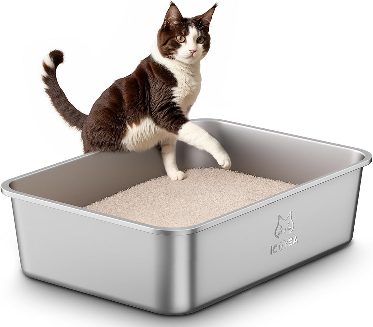 Bac litière inox XXL pour chats et petits animaux