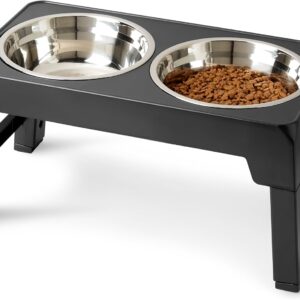 Support gamelles chien réglable Amazon Basics, acier inoxydable