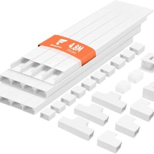 Goulotte câble 4,8 m – Cache-fils mural blanc 20x10 mm