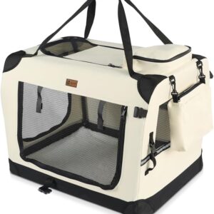 VOUNOT® Sac Transport Pliable pour Chien - Beige