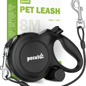 Pecute Laisse Chien Enrouleur 8m, Noir – Jusqu'à 50 kg