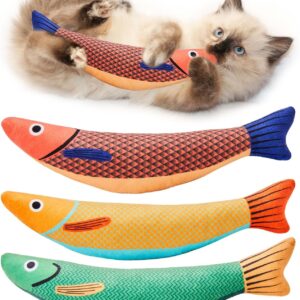Lot 3 Jouets Pour Chats Potaroma - Saury Fish 24cm - Herbe à Chat