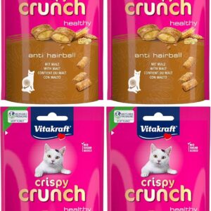 Vitakraft Crispy Crunch Malt - Friandises chat anti boules de poils - Lot de 4x60g