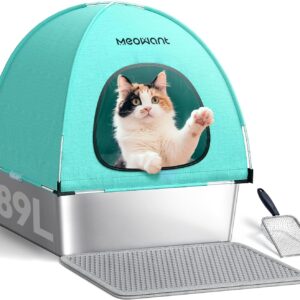 MeoWant Bac à litière XXL Acier Inoxydable Vert