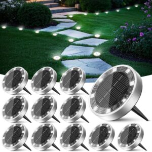 Peasur Lot de 12 Lampes Solaires LED 8 LED [Blanc Froid]
