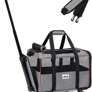 Caisse transport chien/chat roulettes gris Lekespring