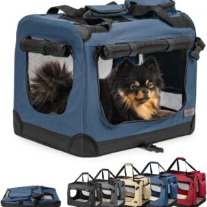 Caisse transport pliable lionto pour chien/chat, 50x34x36 cm - Bleu
