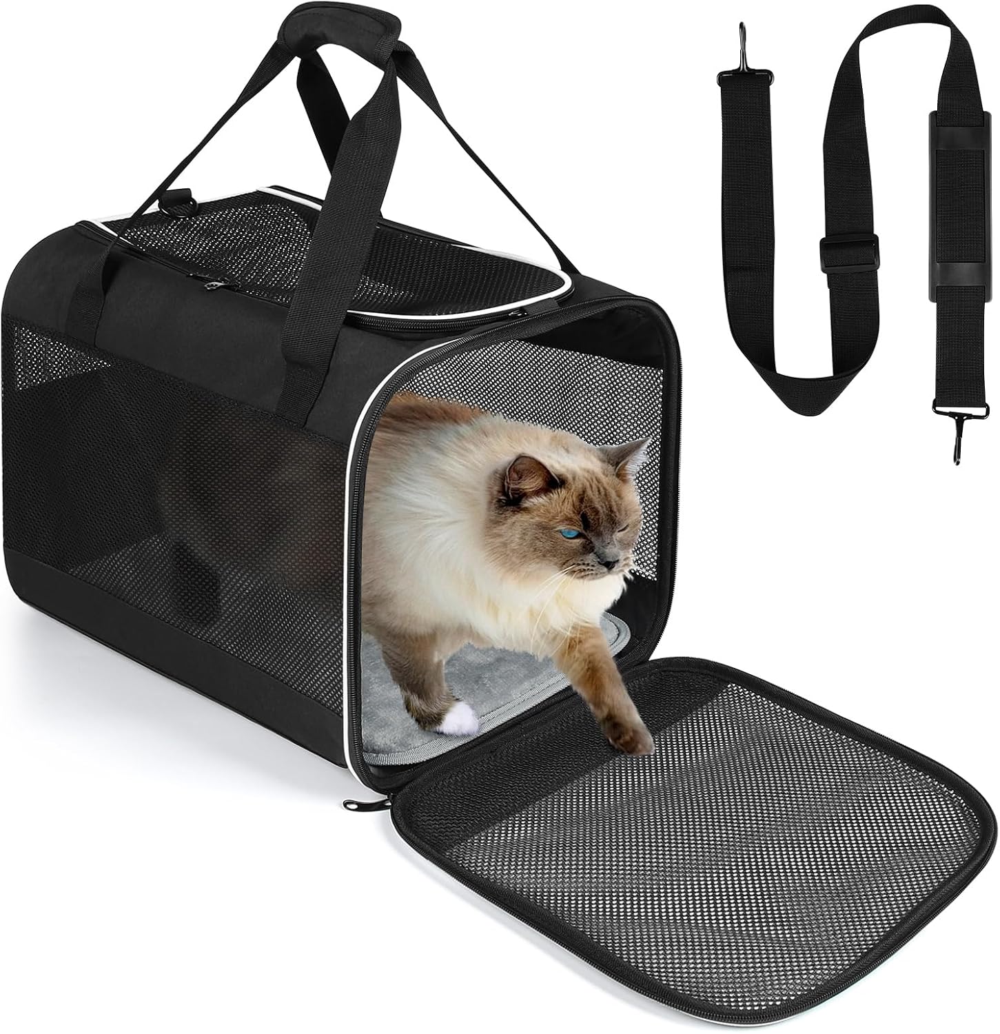 Lannvan Sac Transport Chat Pliable 45x30cm Noir
