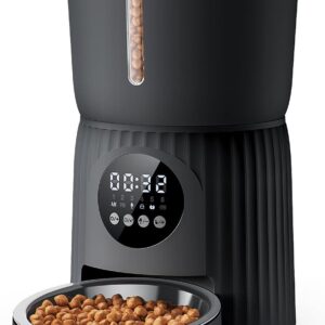 Distributeur Croquettes Chat Automatique Faroro 4L Noir