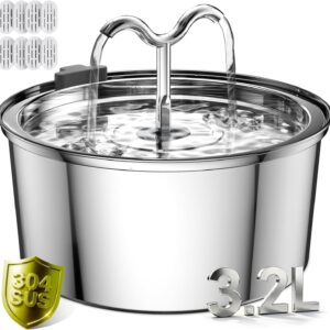Fontaine à eau chat DOOOB 3.2L, acier inoxydable