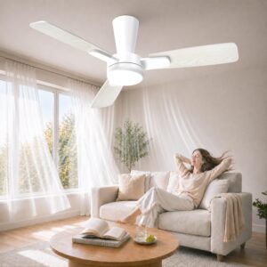Ventilateur plafond 106cm LED silencieux 6 vitesses télécommandé