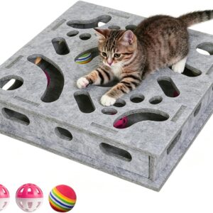 Labyrinthe en feutre pour chat – Jeu interactif 3 en 1