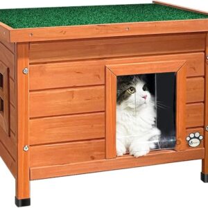 Maison en bois pour chat VOUNOT® 57x45x43cm