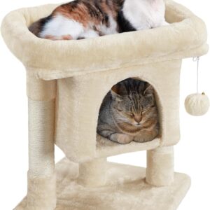 Yaheetech Arbre à chat design 59 cm beige - Niche & griffoir
