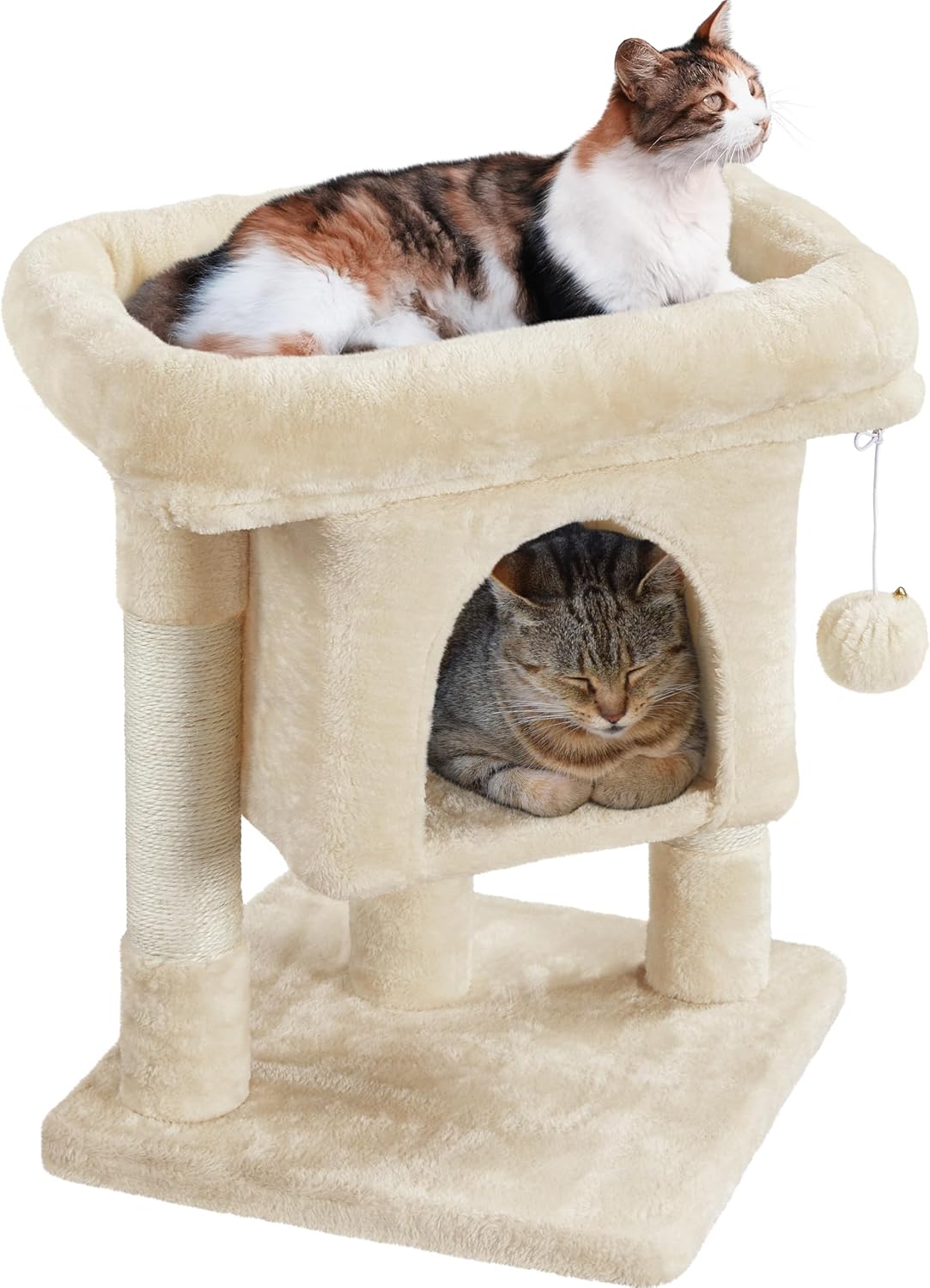 Yaheetech Arbre à chat design 59 cm beige - Niche & griffoir