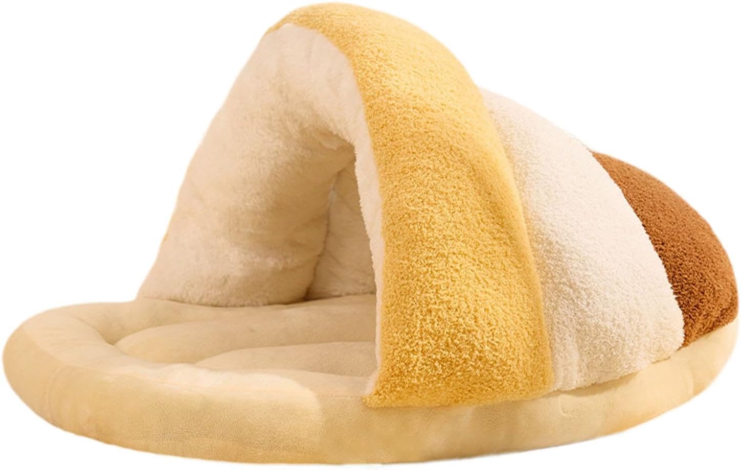 Panier cocooning pour chat/chien, velours jaune, L