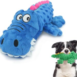 Peluche Crocodile Sonore pour Chiot - ZENVALY Bleu
