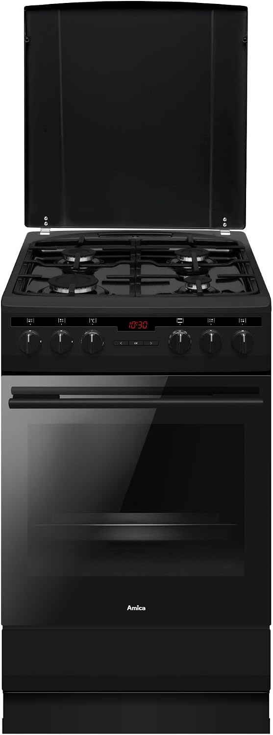 Amica SHEG 904 00 Gas : Cuisinière 50 cm Noir Mat
