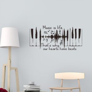 Sticker mural clavier piano 60x30cm - Décoration moderne